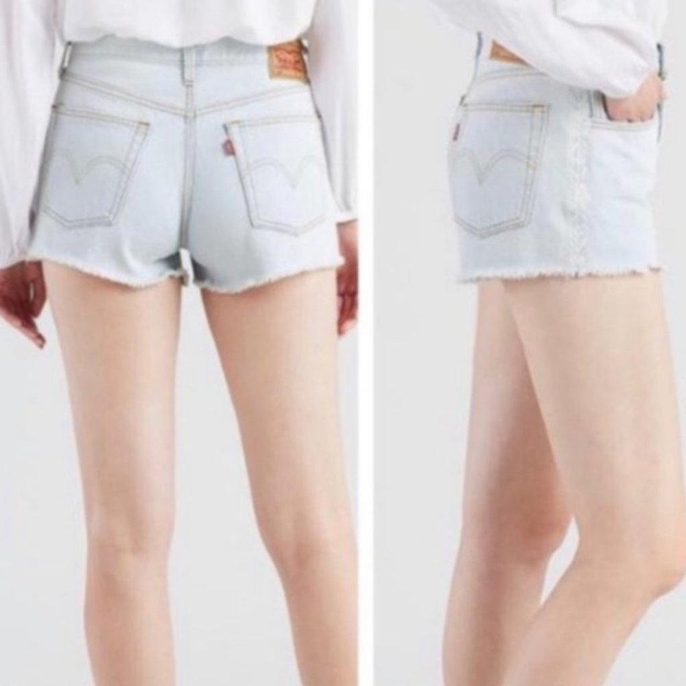 LEVIS 501 FLOWER FRESH EMBROIDERED DENIM SHORTS